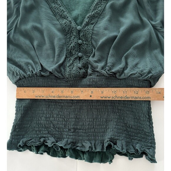 Scarlet Darkness Top Size Large Green Peasant Dark Romance Renaissance Goth - Picture 10 of 15